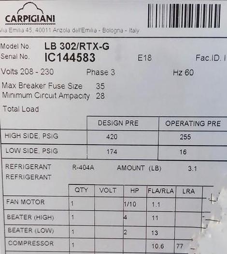 Used CAPRGIANI GELATO MACHINE
