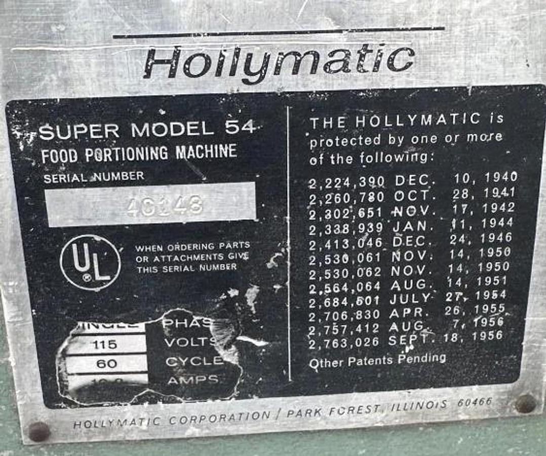 Used Hollymatic Patty Maker Super 54