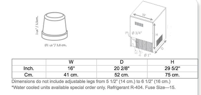 GALA NG75A UNDER COUNTER ICE MAKER