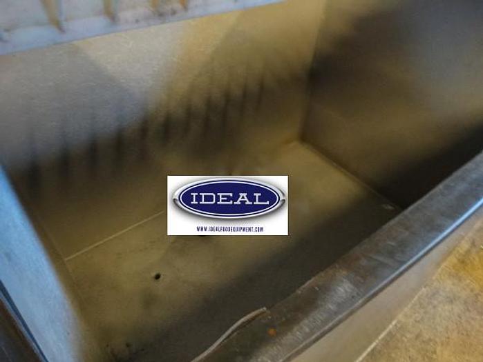 Used Stainless Steel Commercial Ice Bin w/ Poly Flap Lid. 48 x 34 x 51