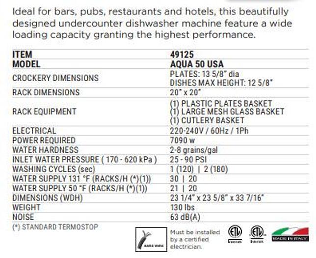 Used kromo undercount dishwasher 