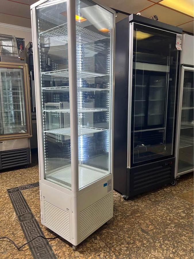 Used Glass 4 sided display refrigerator - great for impulse sales - see video