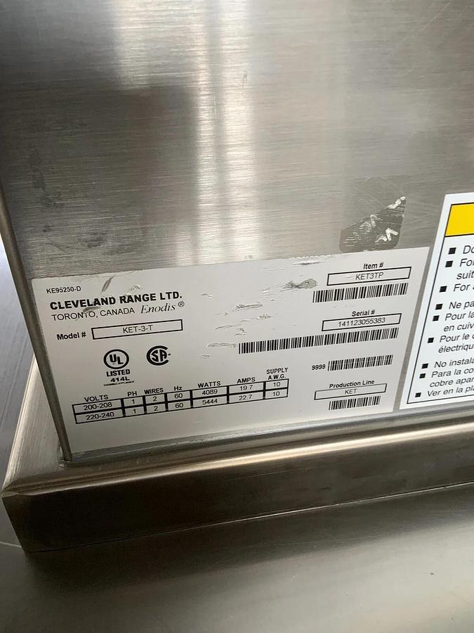 Used Cleveland KET-3-T 3 Gal Steam Soup Fudge Tilt Kettle 2/3 Jacketed 200volts 1ph