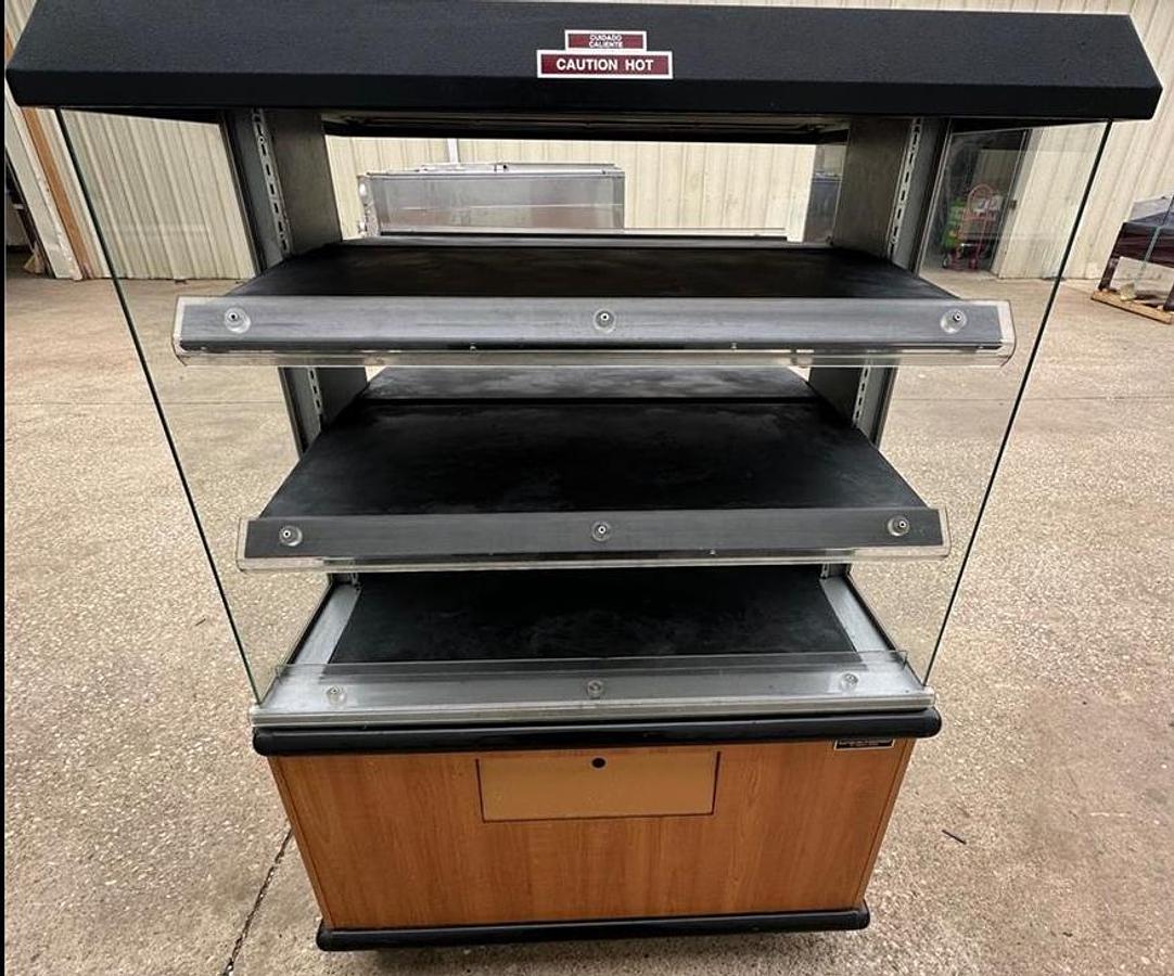 Used Custom Deli heated display merchandiser on casters - 2 available