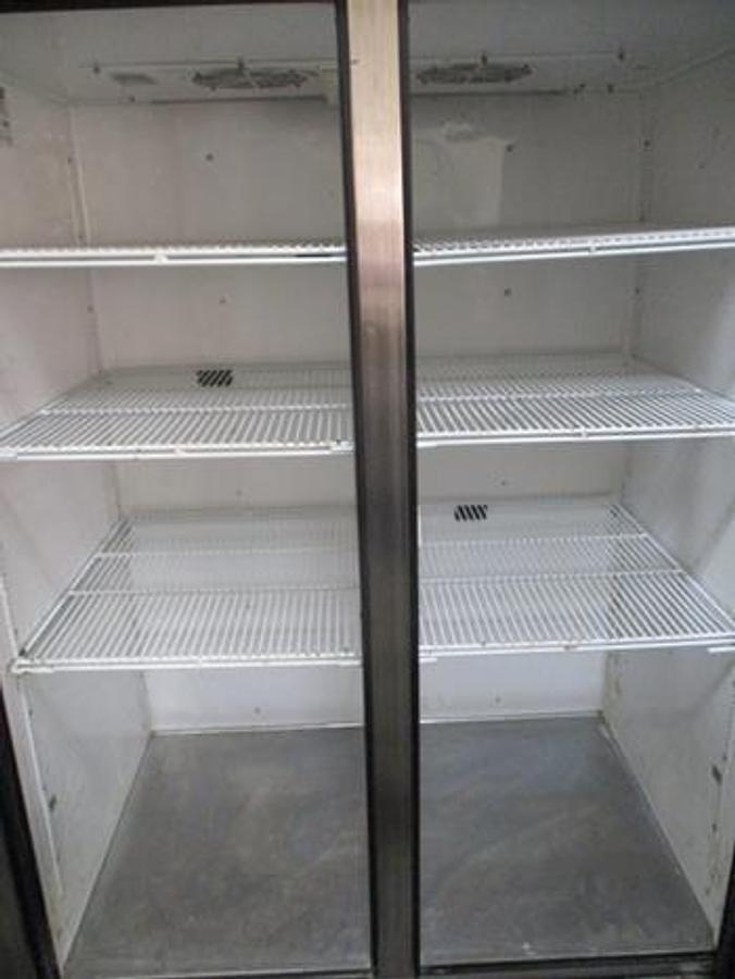 Used True Stainless Steel Solid Double Door Reach In Refrigerator