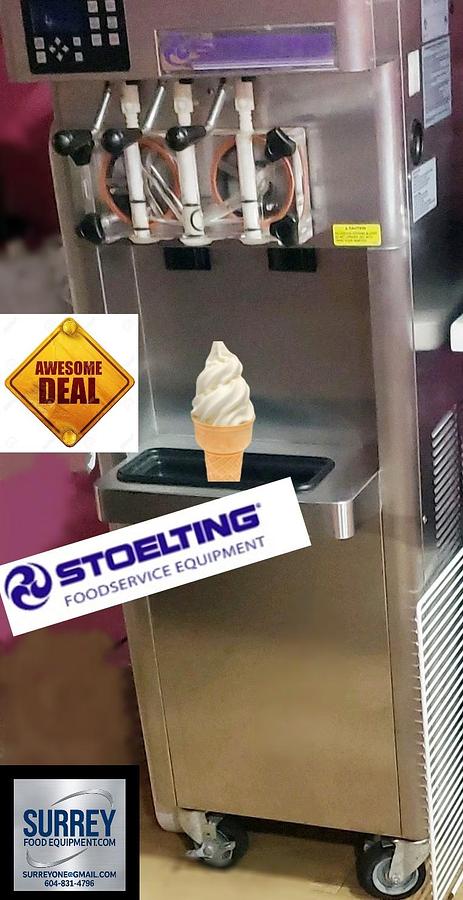 Used Stoelting F231 Commercial Three-Flavor Stainless Steel Floor-Standing Soft Serve Ice Cream Machine