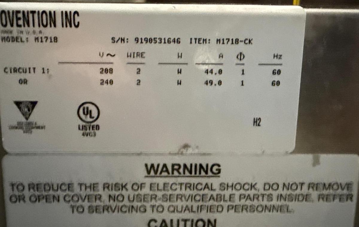 Used Ovention ovens double stacked  Model M1718 - NEAR NEW - WARRANTY