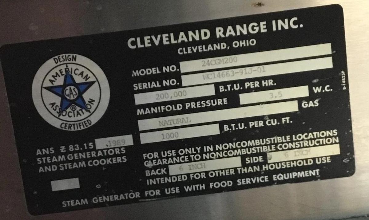 Used Cleveland Range 24CGM200 Commercial Gas Convection Steamer 2 Compartment