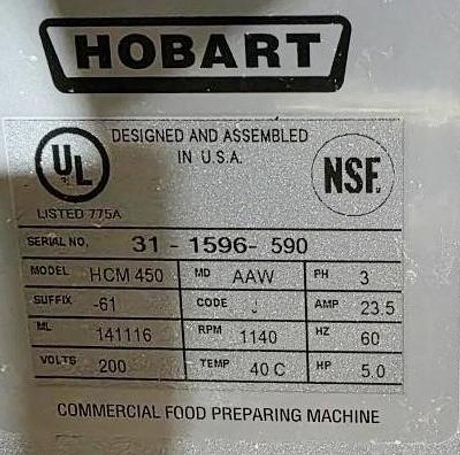 Used  Hobart Vertical Chopper Mixer HCM 40