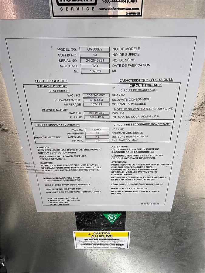 Used 2022 Baxter electric double rack oven