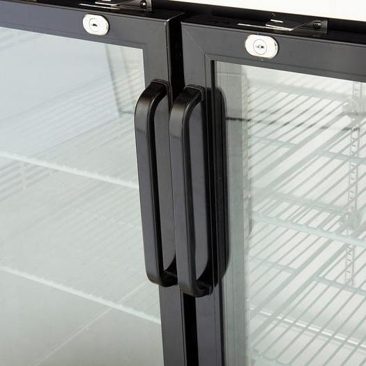 72" Glass Door Back Bar Refrigerator with Stainless Steel Top and LED Lighting -