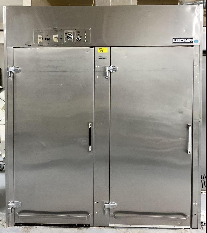 Used  LUCKS DR 1/8 STAINLESS STEEL 2 DOOR 80"W X 104"D X 93"H COMMERCIAL ROLL IN BAKERS PROOFER