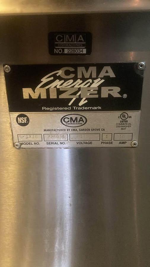 Used CMA Low Temp Undercounter Dishwasher - warranty