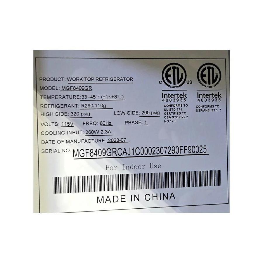 Used Atosa MGF8409GR Work Top Refrigerator - Cosmetic Damage -WARRANTY