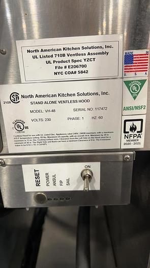 Refurbished Standalone ventless hood system 52 inches wide - newer model