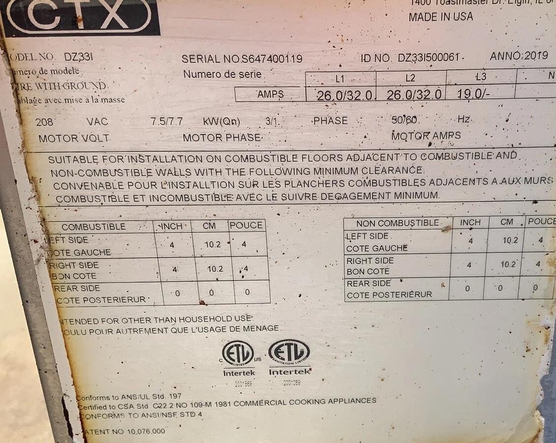 Used 2019 Middleby Marshall CTX DZ33I Infrared Radiant conveyor pizza oven melt