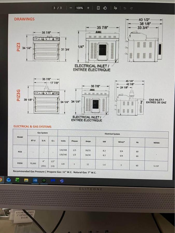 Used Doyon PIZ3G triple deck gas pizza oven
