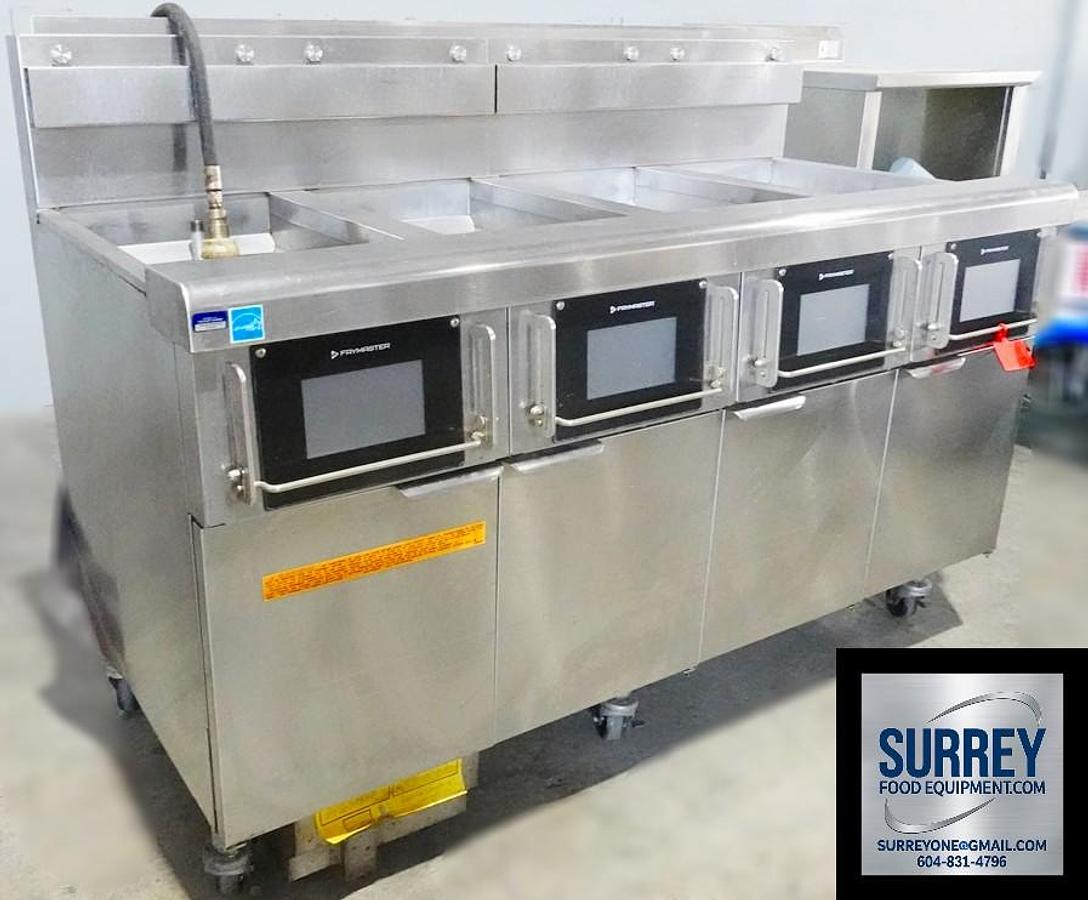 Used FRYMASTER  - SS FOUR UNIT FLOOR FRYER  - MOLDEL  4FQG30U0ZQTZZNG - Natural Gas
