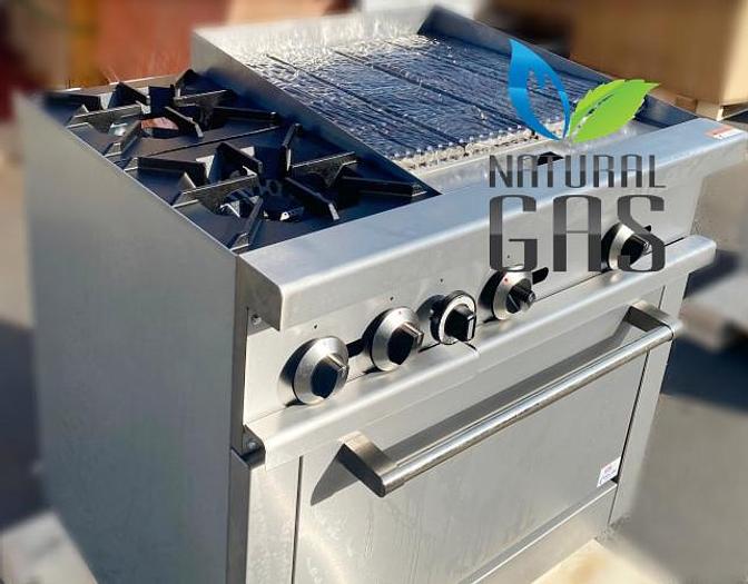 Oven with 24" char broiler and 2 open burners