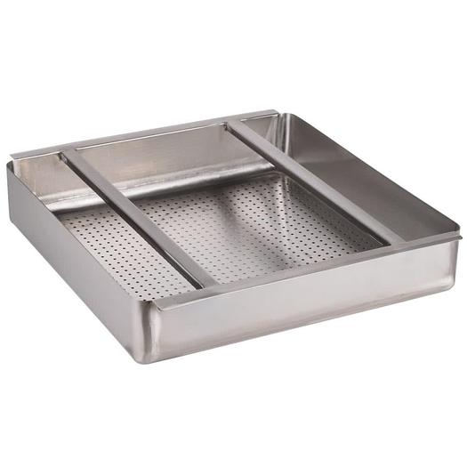 19 1/2" x 19 1/2" x 4" 18-Gauge Stainless Steel Scrap / Pre-Rinse Basket with St