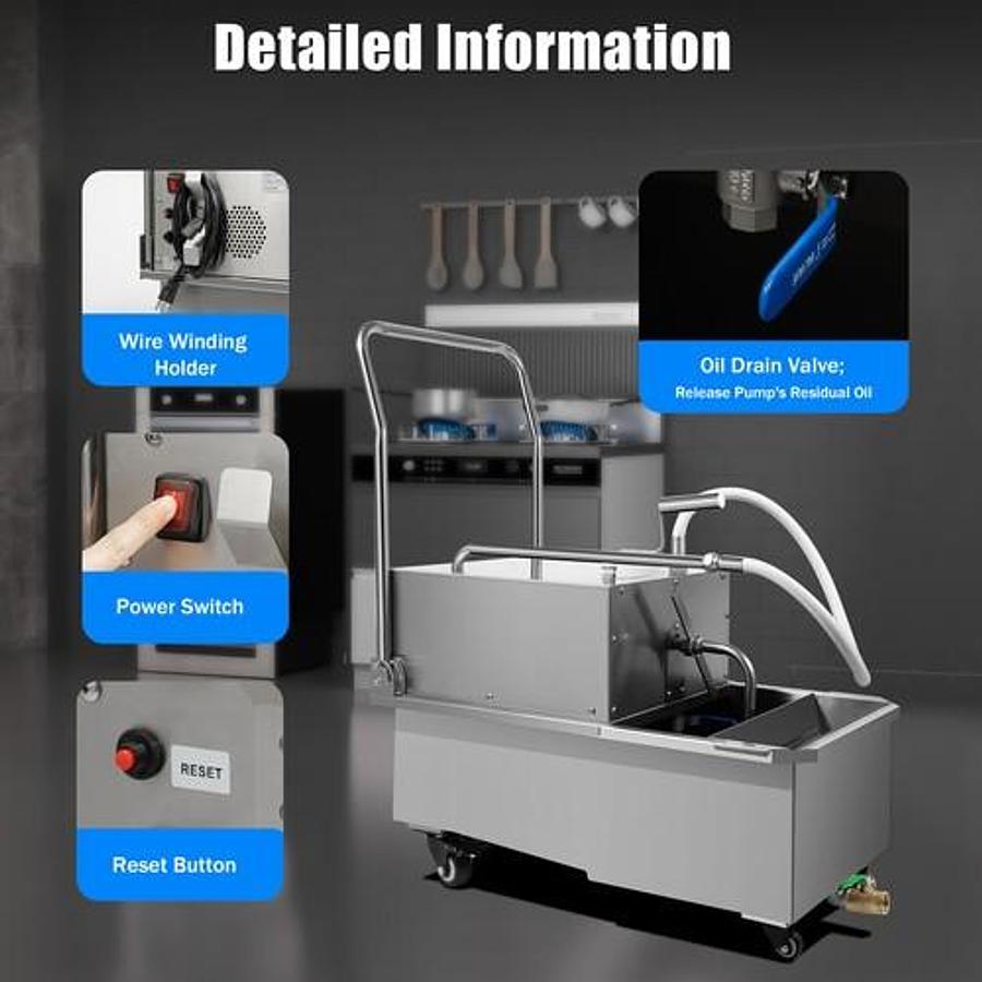 Used Stainless Steel Oil Filter Machine 55L for Commercial Deep Fryer Oil Filtration