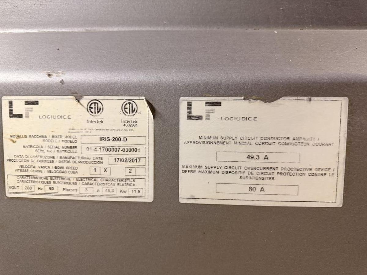 Used EMPIRE LOGIUDICE 200 QT SPIRAL MIXER