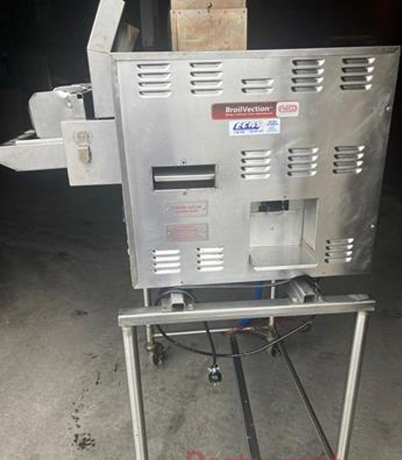 Used Nieco JF63-2G Conveyor Charbroiler on Mobile Stand