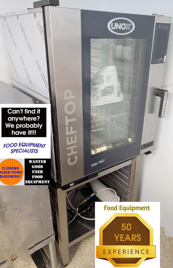 Used Unused Unox Combi Oven, Model XAVC-1011-EPRM, On Stand In 400+ Lots of Butcher Shop, Bakery & Restaurant...