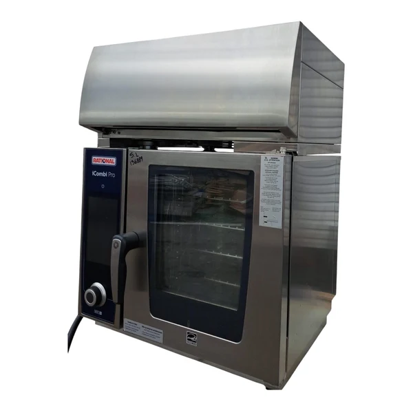 Used Rational LMZ100AE.DAB / UltraVent Plus XS iCombi Pro 4 Pan Half Size Electric Combi Oven with Hood