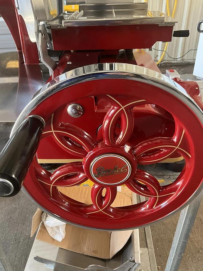 Used 2023 Berkel Prosciutto slicer 330M Hand crank blade sharpener Ham Deli