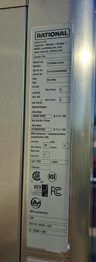 Used Rational LM100DG iCombi Pro Natural Gas Combi Oven with Stand -Warranty