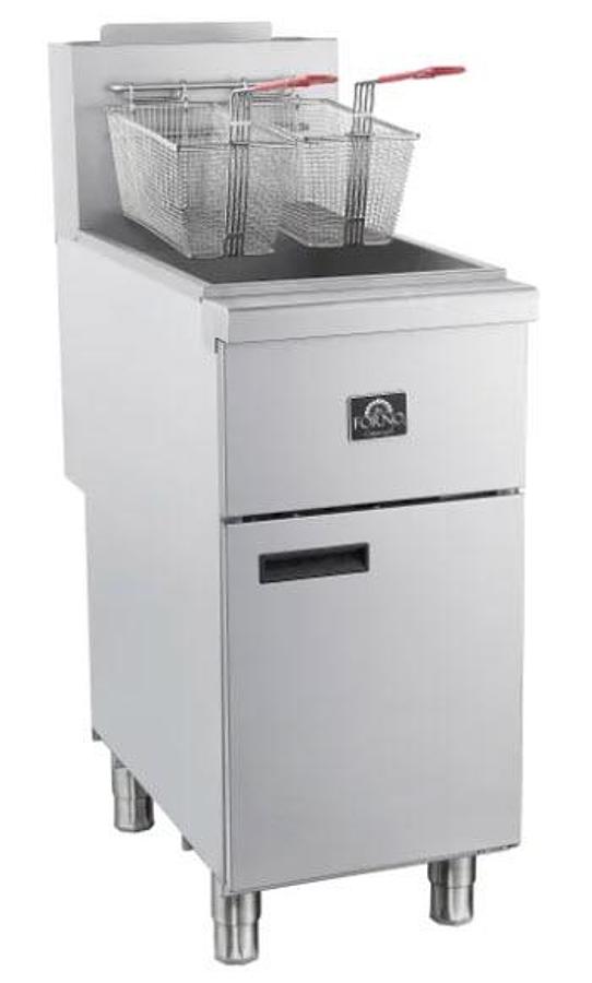 Used orno 15.5 in. 40 lb Stainless Steel Natural Gas Commercial Deep Fryer with Twin Baskets