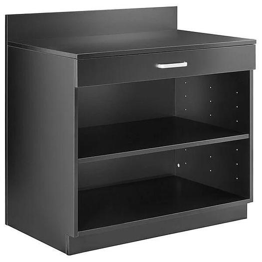 36" Black Waitress Station with Drawer and Adjustable Shelf