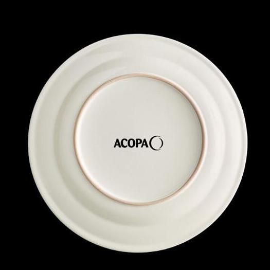 Acopa 10 1/2" Ivory (American White) Wide Rim Rolled Edge Stoneware Plate - 12/Case