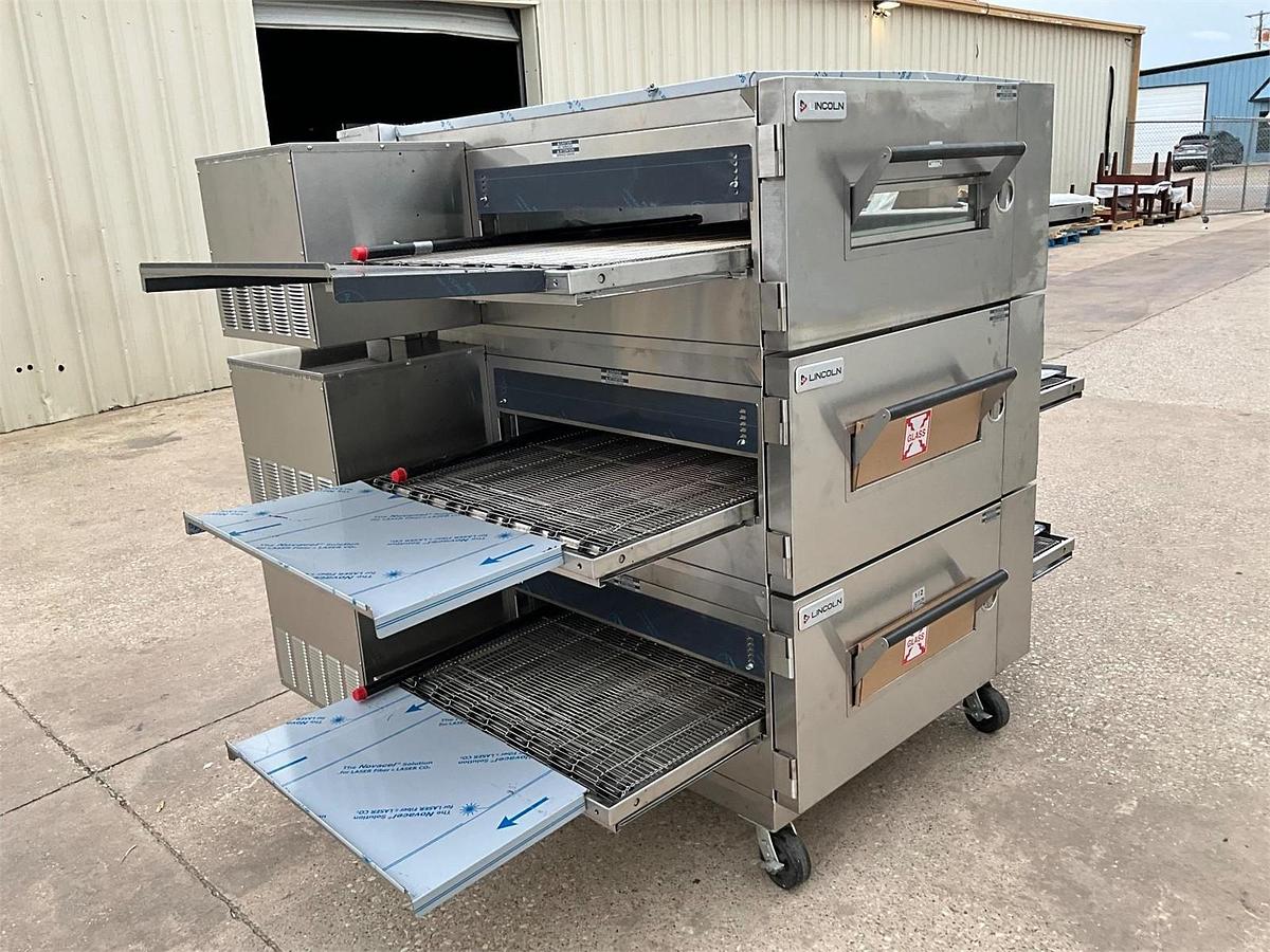 Used 3 stack Lincoln Impinger gas 1600 conveyor oven - tech checked - BRAND NEW -NEVER BEEN USED