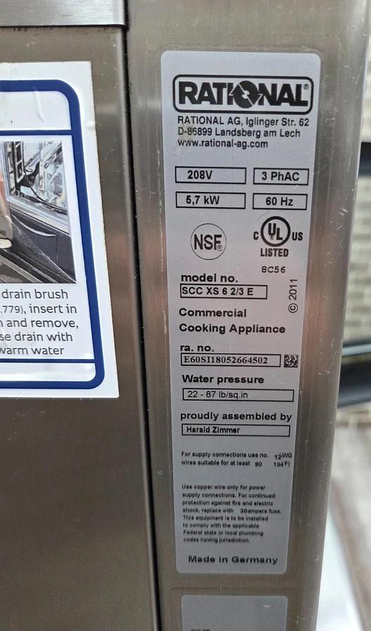 Used RATIONAL iCombi Pro XS Half Size Electric Oven w/ Vent Hood SCC SX 6 2/3 E