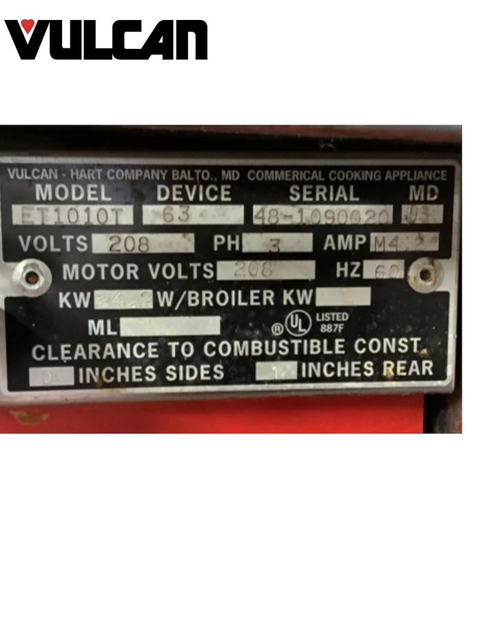 Used Vulcan ET1010T Electric Convection Oven