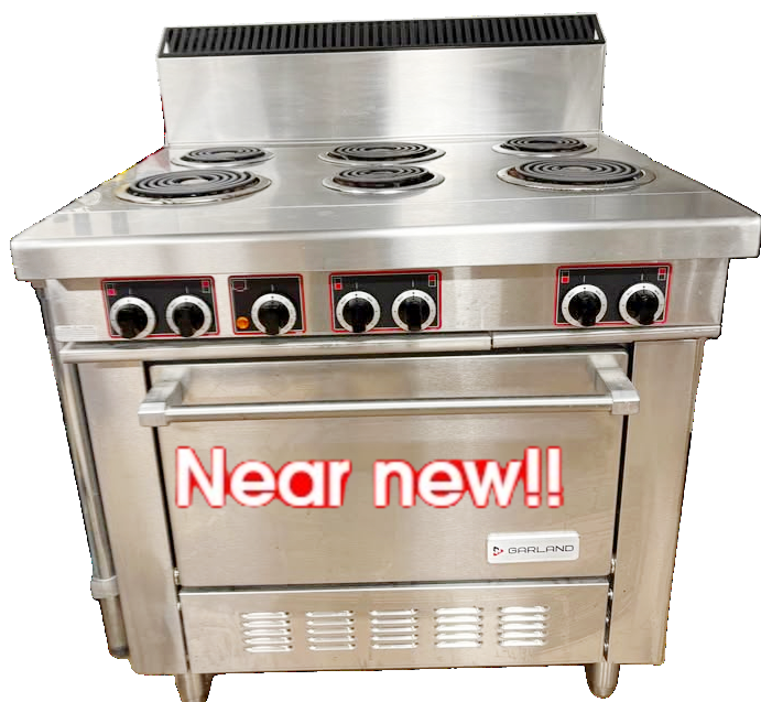 Used Garland SS686 36" Wide Commercial Electric Range and Standard Oven with 6 Burners, Sealed, 208V/1PH
