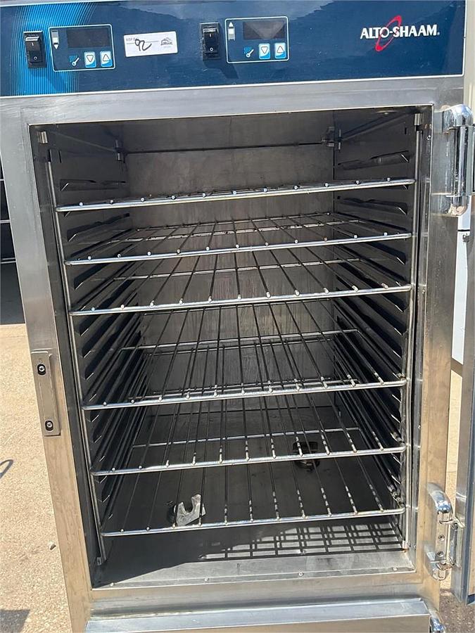 Used Alto Shaam heated food warmer cabinet on casters
