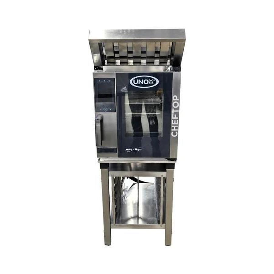 Used Unox XAVC-0511-EPRM Electric Countertop Combi Oven with XAVHC-HC11 Ventless Hood and Stand