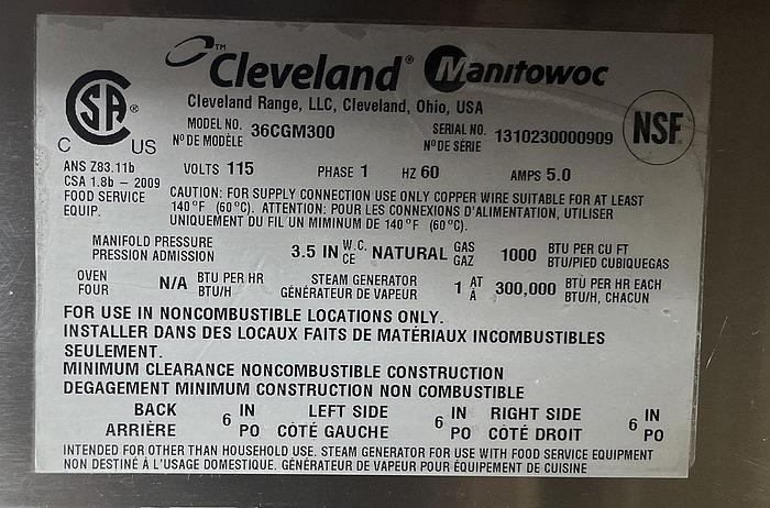 Refurbished Cleveland 2 compartment steamer