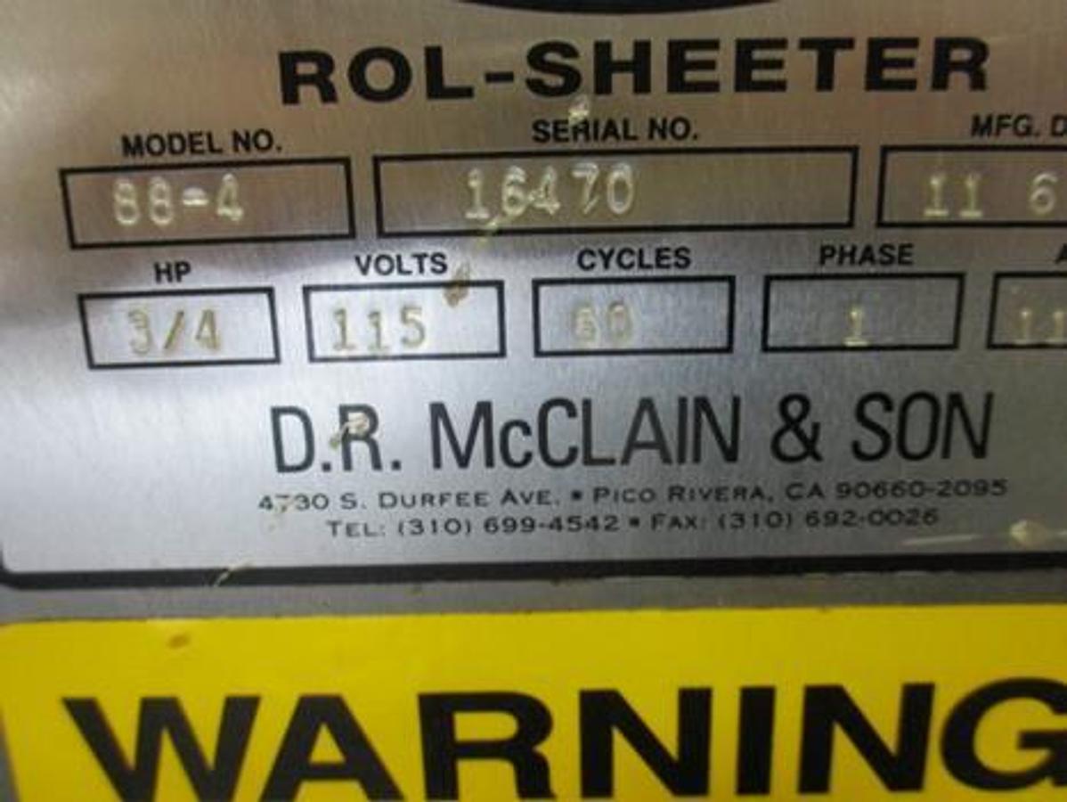 Used Acme Model 88-4 ROL-Sheeter/ Dough Sheeter/moulder,