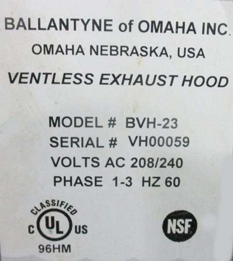 Used American Ventless Hood -30" wide
