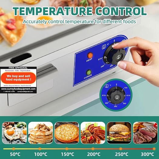 1500W 14" Commercial Electric Griddle Countertop Stainless Steel Flat Top Grill