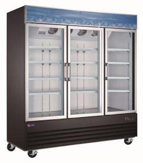 78-inch 3 Door Swing Glass Door Refrigerator with 53 cu.ft. Capacity – Black or White