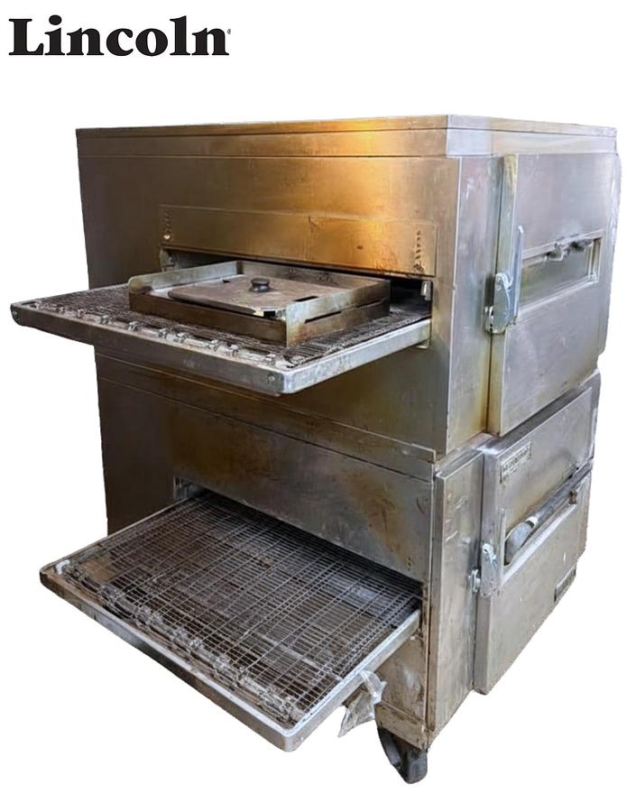 Used Lincoln 1450 Natural Gas Double Deck Conveyor Pizza Oven