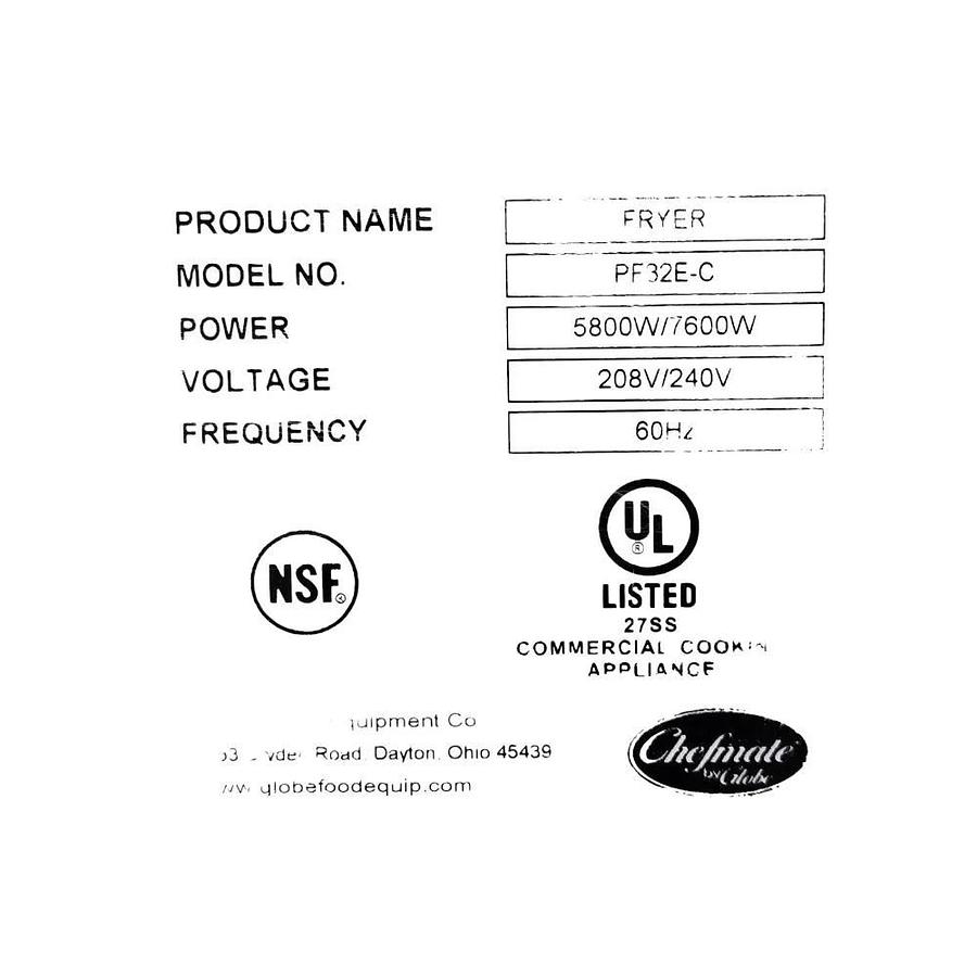 Used Globe PF32E-C Countertop Electric Fryer - WARRANTY