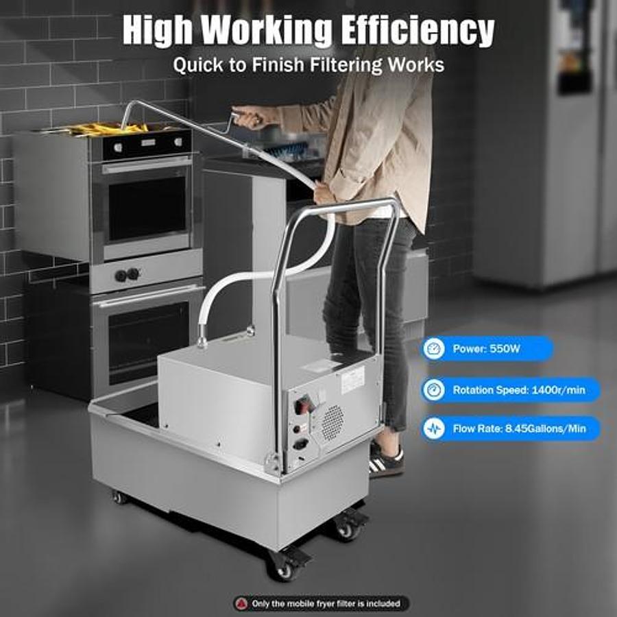 Used Stainless Steel Oil Filter Machine 55L for Commercial Deep Fryer Oil Filtration