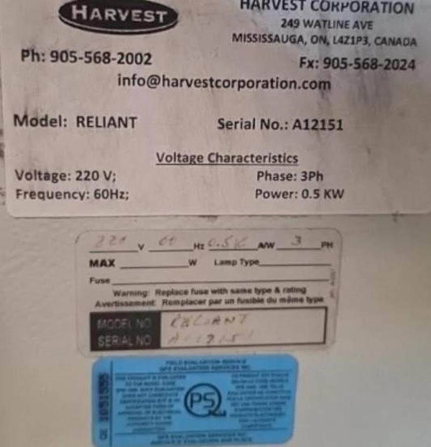 Used Harvest 130 inches Reliant baguette dough sheeter