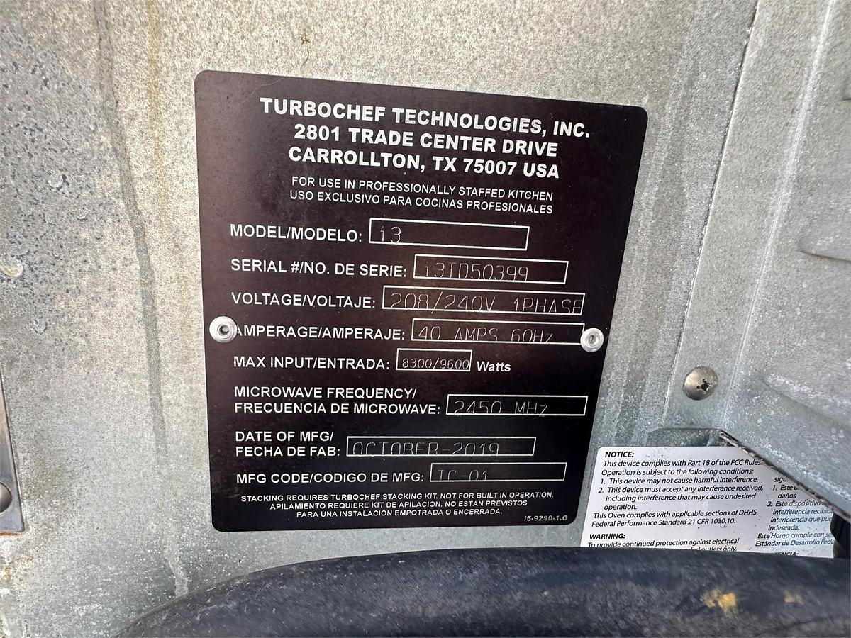 Used Turbochef I3 Rapid Cook Oven